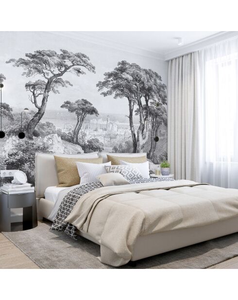 Fresque Saint Tropez Grisaille - 150x305 cm