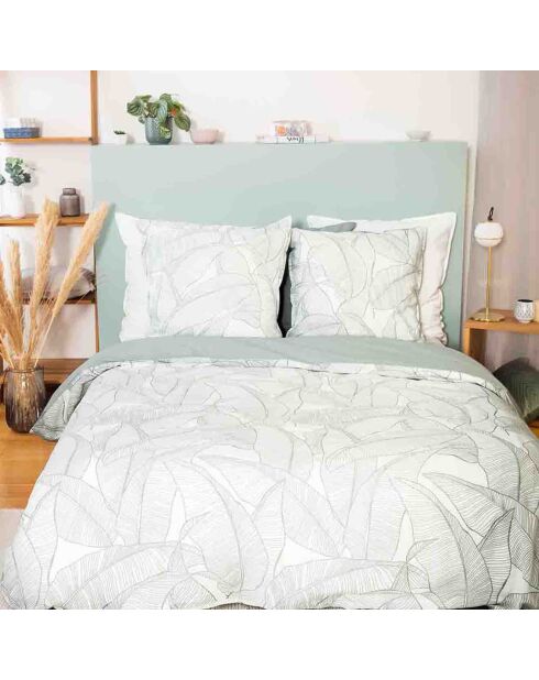 Parure housse de couette Lin & coton Pampelune blanche