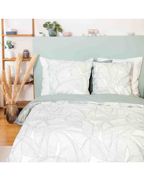 Parure housse de couette Lin & coton Pampelune blanche