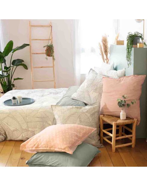 Parure housse de couette Lin & coton Pampelune blanche