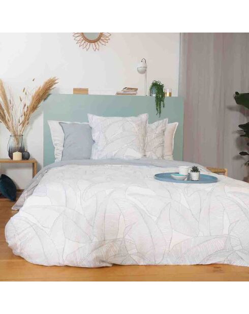 Parure housse de couette Lin & coton Pampelune blanche
