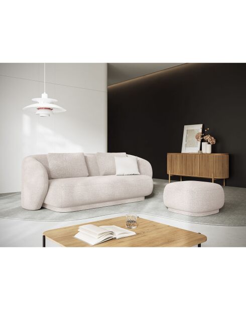 Pouf Linden Chenille beige - 65x65x39 cm