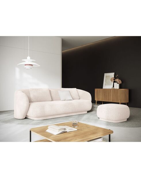 Canapé Linden 3 Chenille Places beige clair - 204x102x72 cm