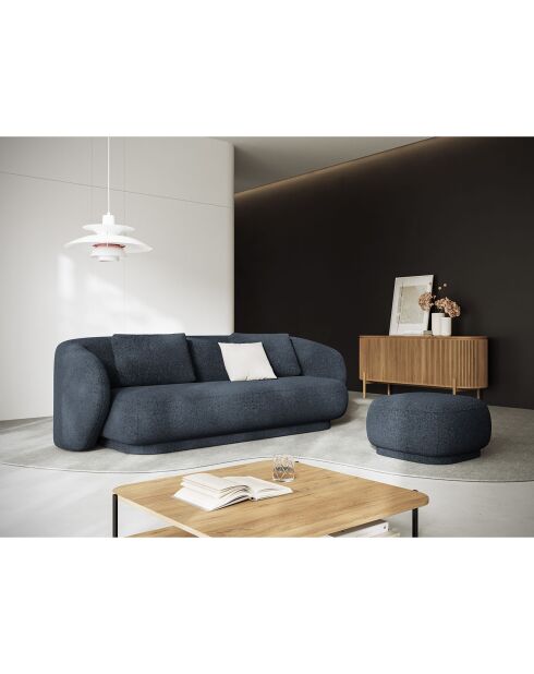 Canapé Linden 3 Chenille Places bleu - 204x102x72 cm