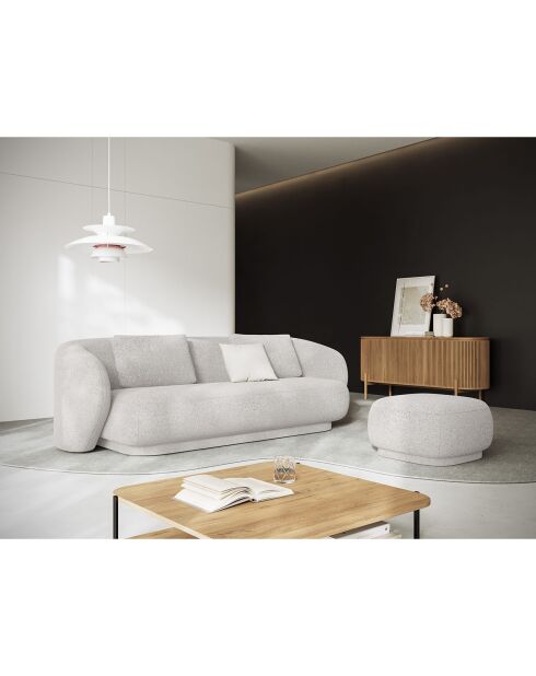 Canapé Linden 3 Chenille Places argenté chiné - 204x102x72 cm