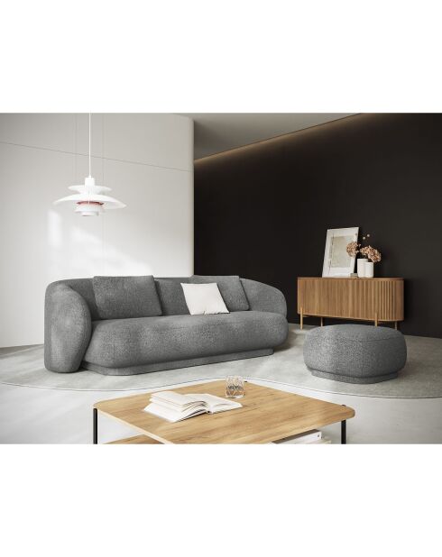 Canapé Linden 3 Chenille Places gris foncé - 204x102x72 cm