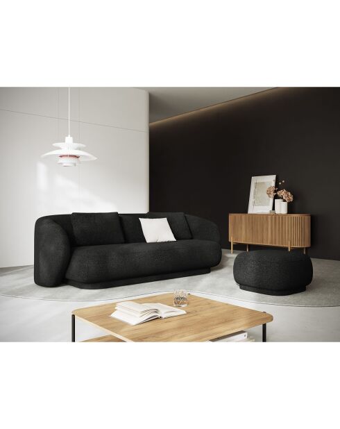 Canapé Linden 3 Chenille Places noir - 204x102x72 cm