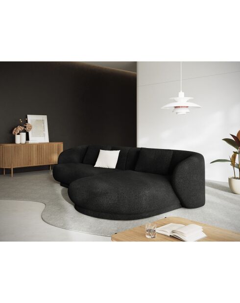 Canapé angle droit Linden Chenille 4 Places noir - 289x177x72 cm