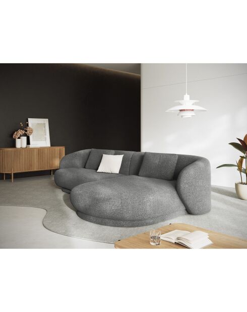 Canapé angle droit Linden Chenille 4 Places gris foncé - 289x177x72 cm