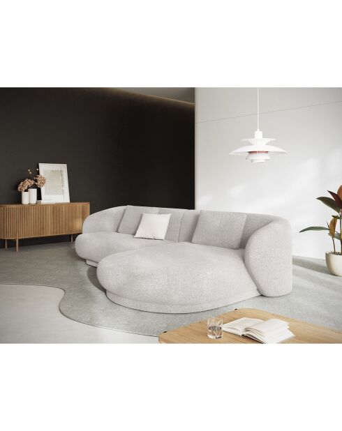 Canapé angle droit Linden Chenille 4 Places argenté chiné - 289x177x72 cm