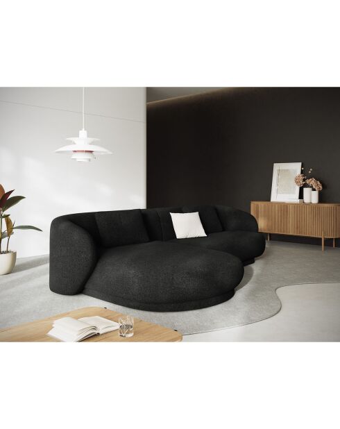 Canapé angle gauche Linden Chenille 4 Places noir - 289x177x72 cm