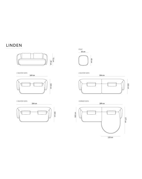 Canapé Linden 3 Chenille Places gris foncé - 204x102x72 cm