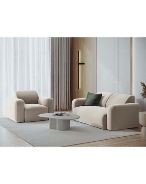 Canapé Velours Jasmin 2 Places beige - 170x95x72 cm