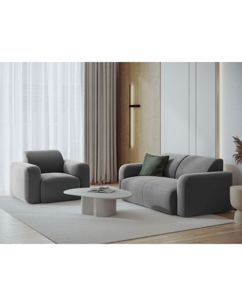 Canapé Velours Jasmin 2 Places gris - 170x95x72 cm