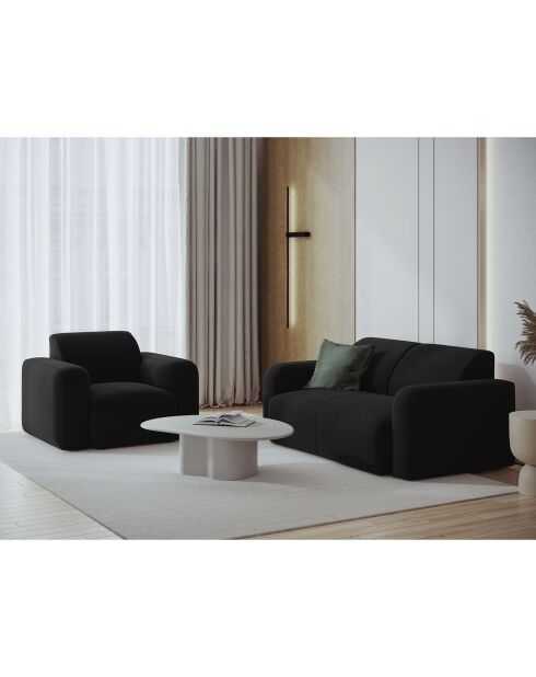 Canapé Velours Jasmin 2 Places noir - 170x95x72 cm