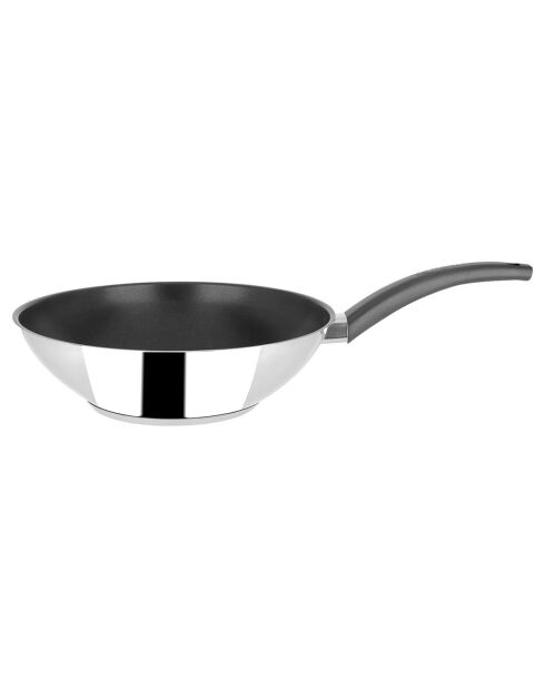 Wok brillant Arpège induction gris/noir - D.28x8.5 cm