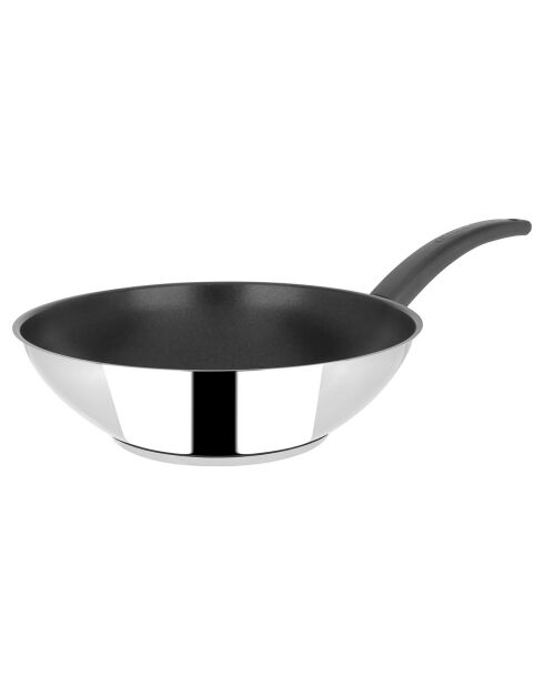 Wok brillant Arpège induction gris/noir - D.28x8.5 cm