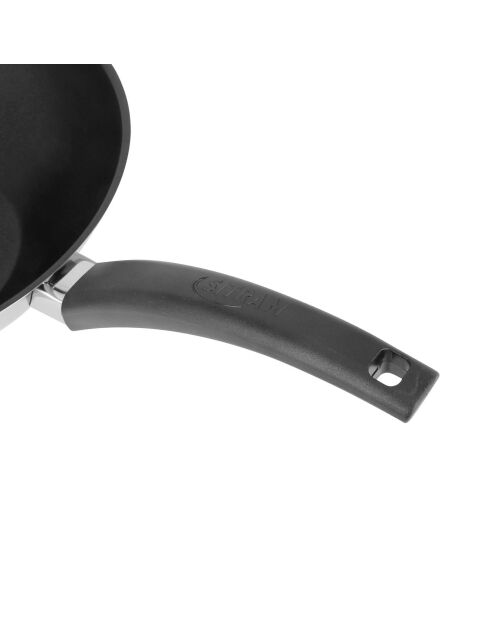 Wok brillant Arpège induction gris/noir - D.28x8.5 cm