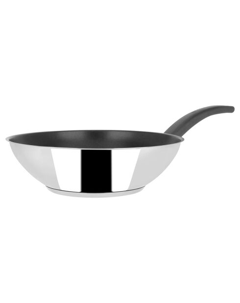 Wok brillant Arpège induction gris/noir - D.28x8.5 cm