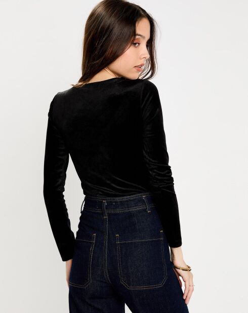 Schwarzer Body aus Samt Imara