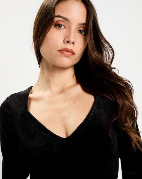 Schwarzer Body aus Samt Imara