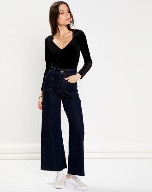 Schwarzer Body aus Samt Imara