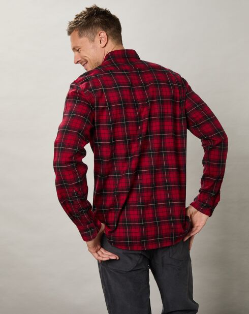 Chemise regular en Flanelle Pocket à carreaux rouge