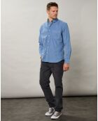 Chemise regular en Velours Milleraies Pitt Pat bleu nautique