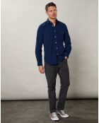 Chemise slim en Velours Milleraies Storm Pat encre