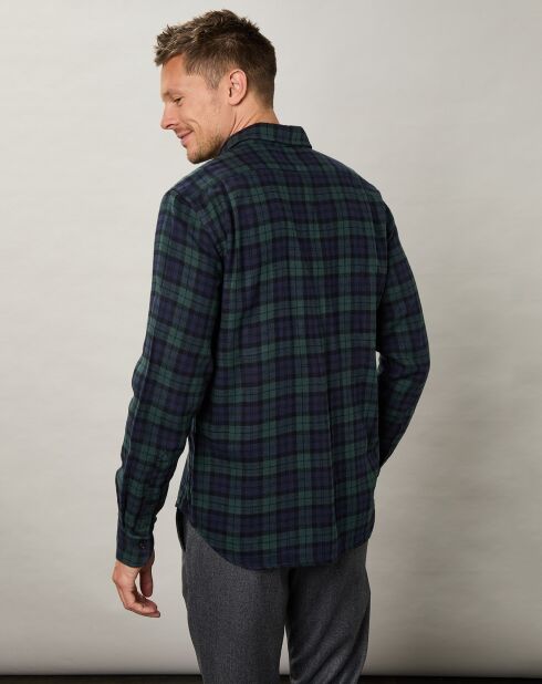 Chemise regular en Flanelle Pocket à carreaux bleu/vert