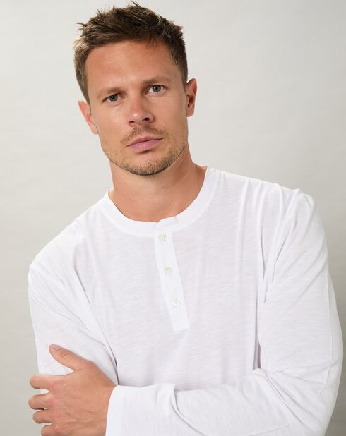 T-Shirt Henley Ls blanc