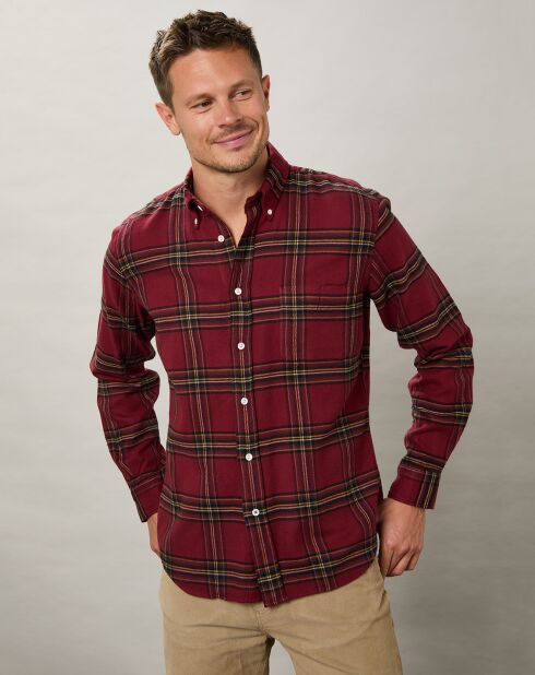 Chemise regular en Flanelle Pitt à carreaux rouge/doré