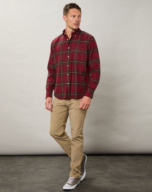 Chemise regular en Flanelle Pitt à carreaux rouge/doré