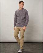 Pull 100% Laine Vierge Shetland Crew marl vin