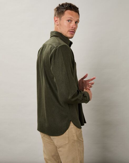 Percey legergroen overhemd van normale wolmix