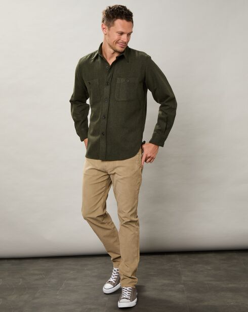 Chemise regular en Laine mélangée Percey vert armée