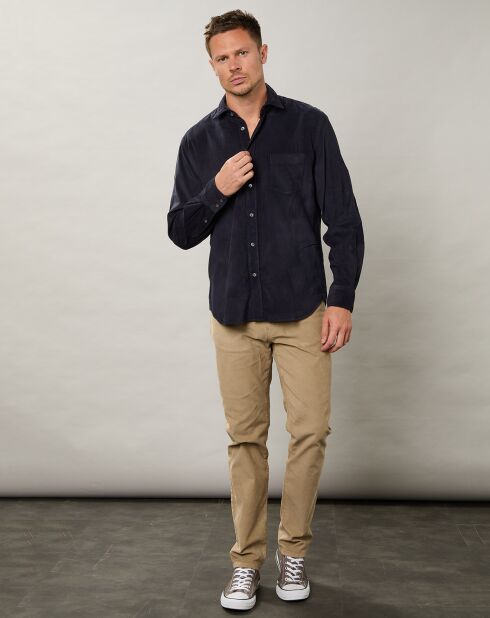 Chemise regular en Velours côtelé Paul Pat marine foncé