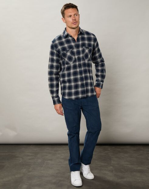 Chemise regular en Flanelle Pocket à carreaux gris/marine