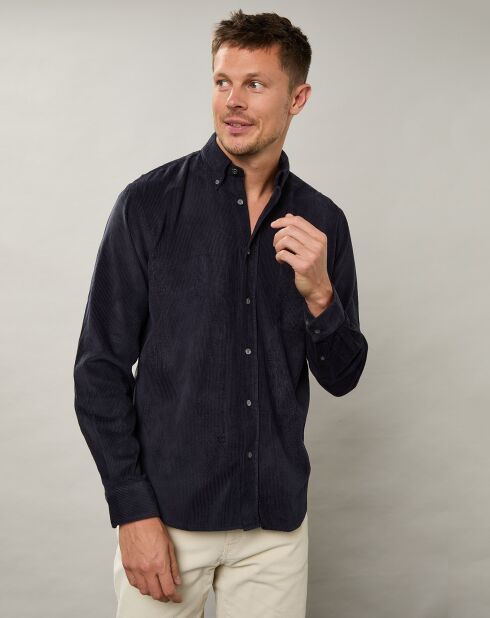 Chemise regular en Velours côtelé Pitt Pat marine foncé