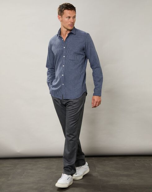 Chemise slim en Flanelle Storm à carreaux bleue