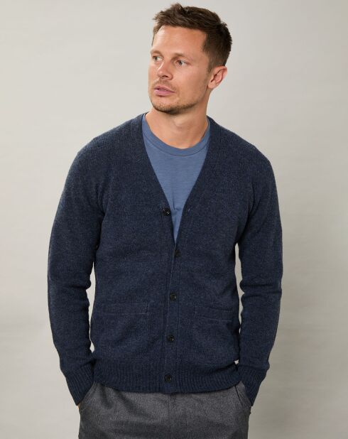 Cardigan 100% Laine Seamless bleu pétrole