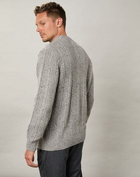 Pull en Laine mélangée Donegal Cable Crew Neck gris clair