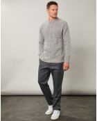 Pull en Laine mélangée Donegal Cable Crew Neck gris clair