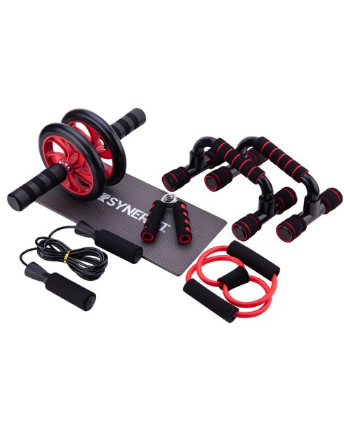 Pack d'équipements d'exercices fitness synerfit 7 en 1  rouge/noir