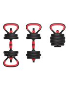 Haltère de musculation synerfit 2en1 reglable avec barre d'extension 20kg noir/rouge - 57x22x15 cm