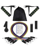 Kit de bandes synerfit tubes de résistance élastiques avec poignées + sac 14 pieces multicolore - 20x12x5 cm