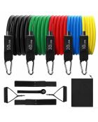 Kit de bandes synerfit tubes de résistance élastiques avec poignées + sac 14 pieces multicolore - 20x12x5 cm