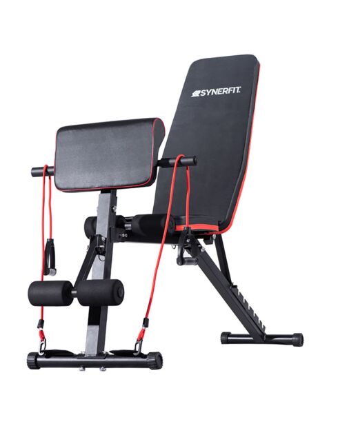 Banc de musculation synerfit multifonctions entraînement complet noir/rouge - 42x130x40-102 cm