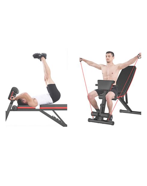 Banc de musculation synerfit multifonctions entraînement complet noir/rouge - 42x130x40-102 cm