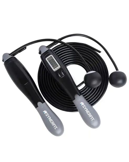 Corde à sauter synerfit avec compteur numérique noire - 20x4x3 cm